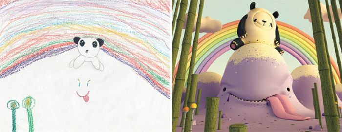 Artists Recreate Kids’ Monster Doodles In Their Unique Styles (35 pics)