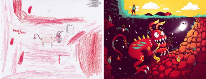 Artists Recreate Kids’ Monster Doodles In Their Unique Styles (35 pics)