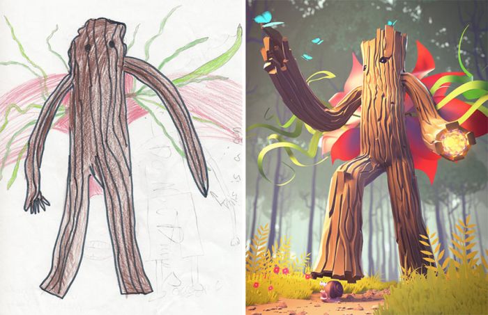 Artists Recreate Kids’ Monster Doodles In Their Unique Styles (35 pics)