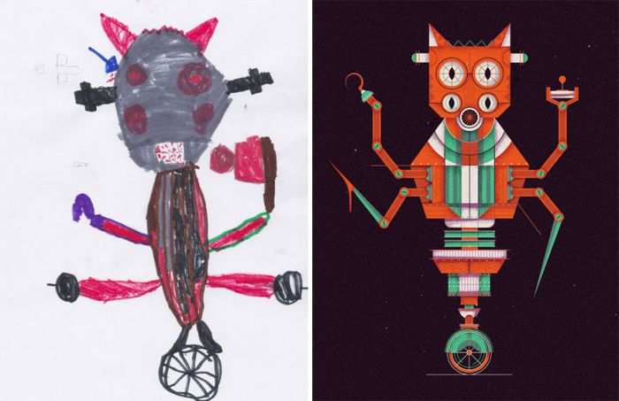 Artists Recreate Kids’ Monster Doodles In Their Unique Styles (35 pics)