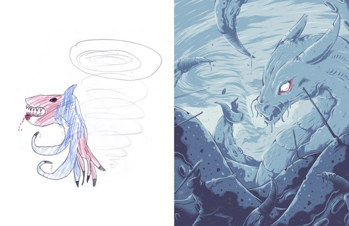 Artists Recreate Kids’ Monster Doodles In Their Unique Styles (35 pics)