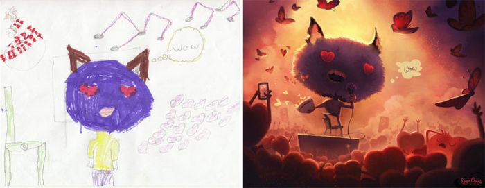 Artists Recreate Kids’ Monster Doodles In Their Unique Styles (35 pics)