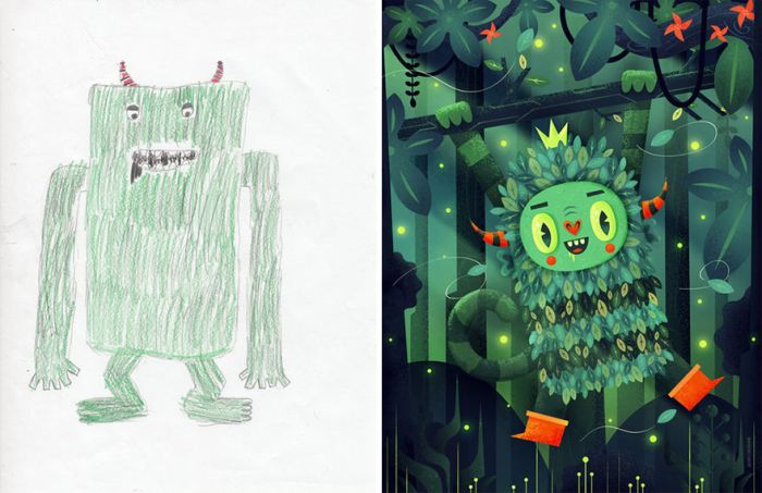 Artists Recreate Kids’ Monster Doodles In Their Unique Styles (35 pics)