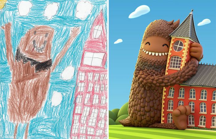 Artists Recreate Kids’ Monster Doodles In Their Unique Styles (35 pics)