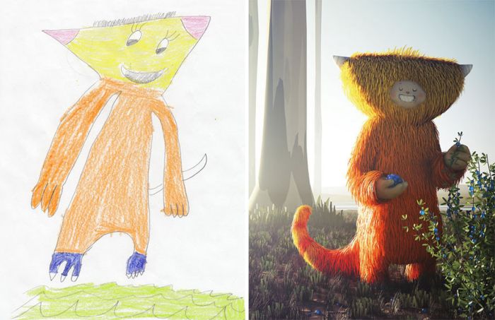 Artists Recreate Kids’ Monster Doodles In Their Unique Styles (35 pics)