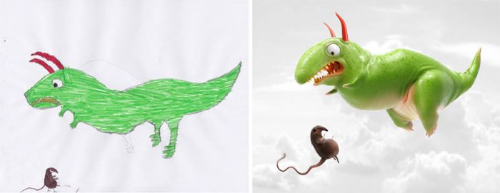 Artists Recreate Kids’ Monster Doodles In Their Unique Styles (35 pics)