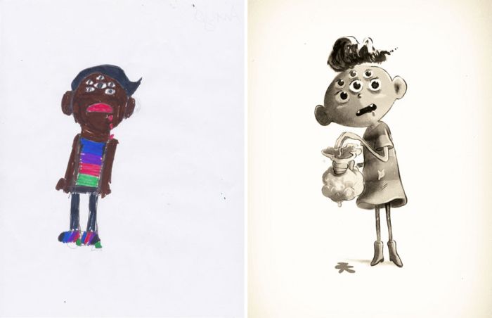 Artists Recreate Kids’ Monster Doodles In Their Unique Styles (35 pics)