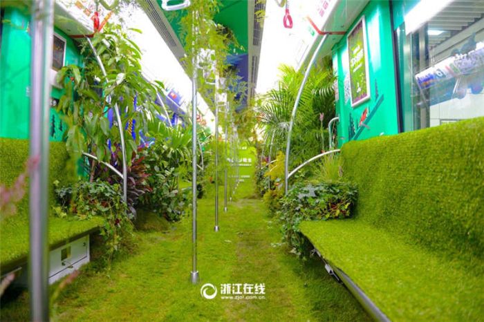 A Chinese Subway Car Has Been Turned Into A Green Forest (7 pics)