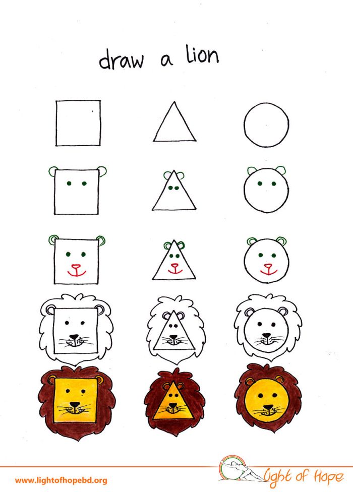 How To Use A Triangle, Square Or Circle To Draw Any Animal (10 pics)