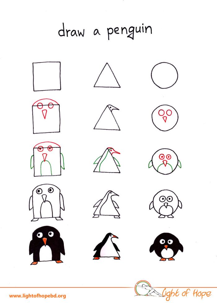 How To Use A Triangle, Square Or Circle To Draw Any Animal (10 pics)