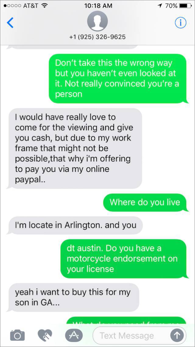 Scammer Gets Scammed While Trying To Purchase A Motorcycle (20 pics)