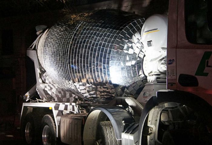 Artist Turns Cement Mixer Into Epic Giant Disco Ball (6 pics)