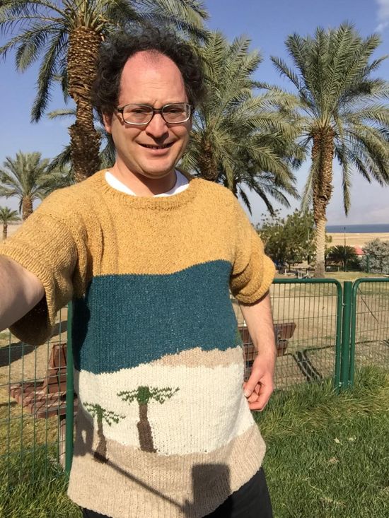 Guy Makes Sweaters Of Specific Places Then Wears Them To Those Places (24 pics)