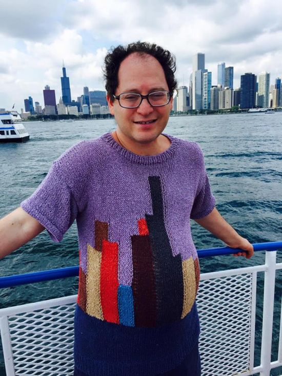 Guy Makes Sweaters Of Specific Places Then Wears Them To Those Places (24 pics)