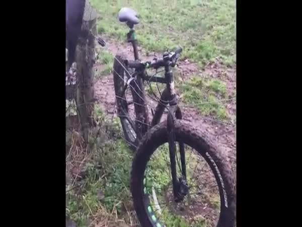 Fat Bike Caught On An Electric Fence