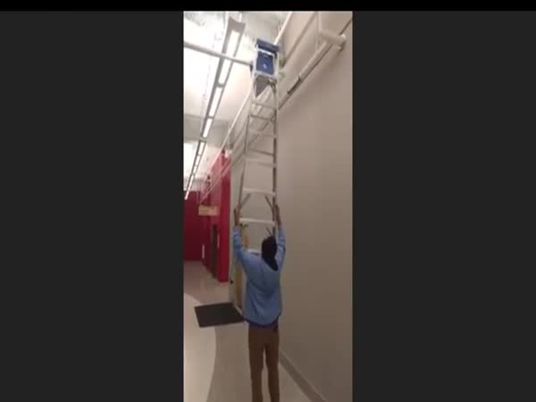 Guy Doesn't Know How To Use Ladders