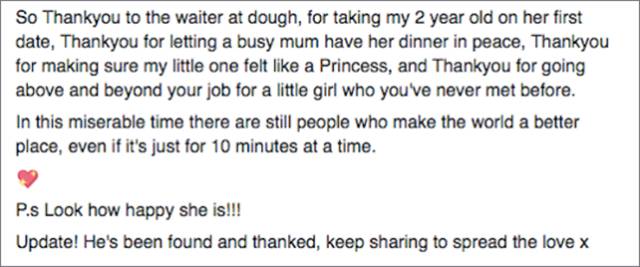 Superhero Waiter Helps Out A Mom In Need (8 pics)