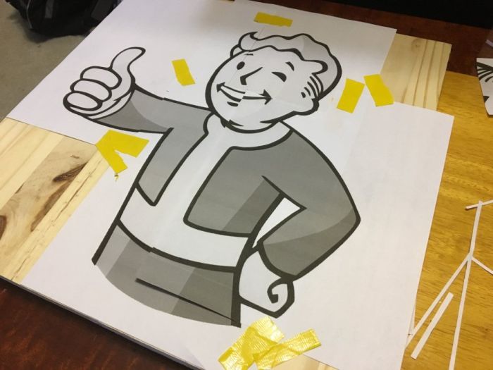 How To Make A Fallout Vault Boy Nail Board From Start To Finish (14 pics)