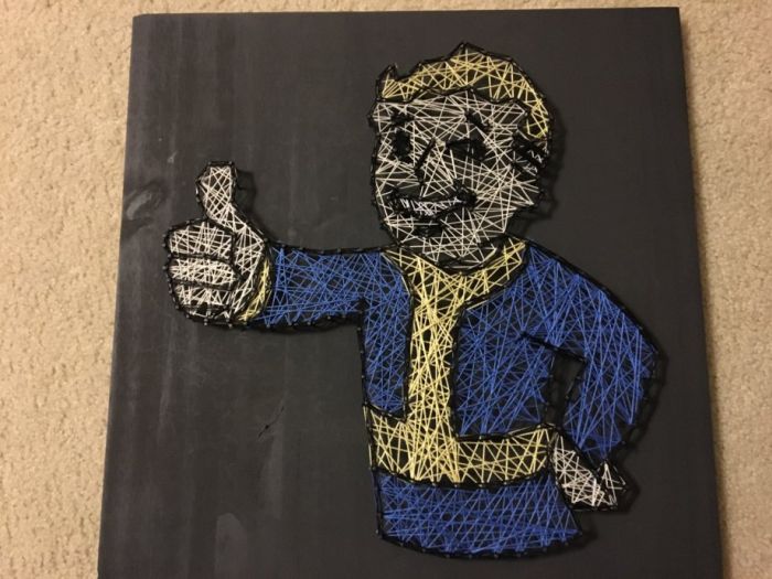 How To Make A Fallout Vault Boy Nail Board From Start To Finish (14 pics)