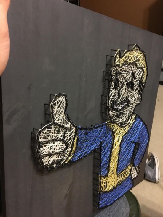 How To Make A Fallout Vault Boy Nail Board From Start To Finish (14 pics)