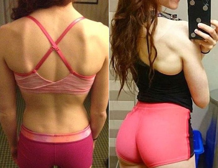 Girl Shows Off Her Gorgeous Body Before And After Going To The Gym (4 pics)