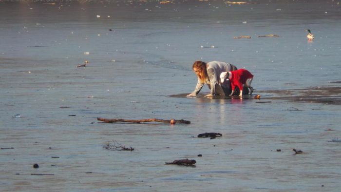 Brave Woman Rescues Dog Who Fell Through The Ice (8 pics)