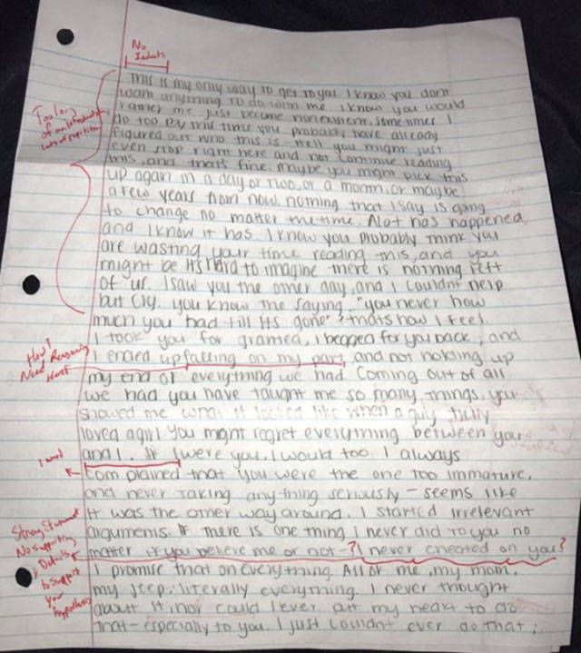 Guy Grades A Ridiculous Apology Letter From His Ex (13 pics)