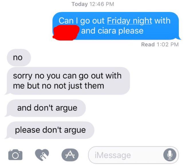 Guy Gets Roasted After Telling His Girlfriend She Can't Go Out With Her Friends (16 pics)