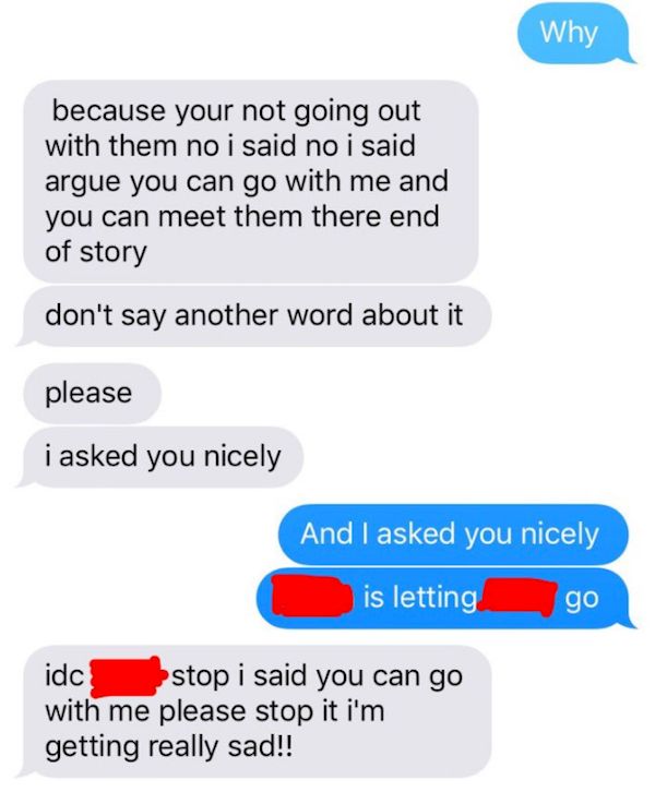 Guy Gets Roasted After Telling His Girlfriend She Can't Go Out With Her Friends (16 pics)