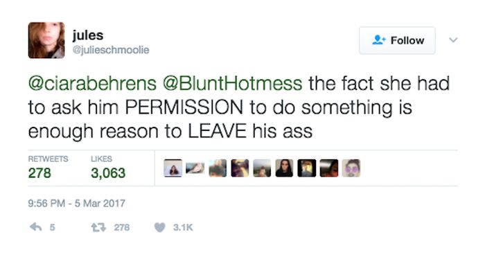 Guy Gets Roasted After Telling His Girlfriend She Can't Go Out With Her Friends (16 pics)