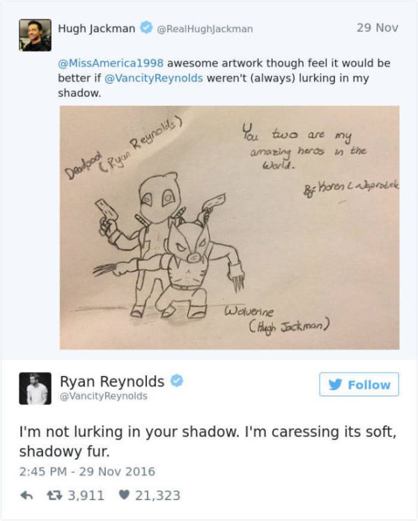 Ryan Reynolds Just Loves To Troll Hugh Jackman On Twitter (9 pics) Ryan Reynolds Just Loves To Troll Hugh Jackman On Twitter (9 pics)