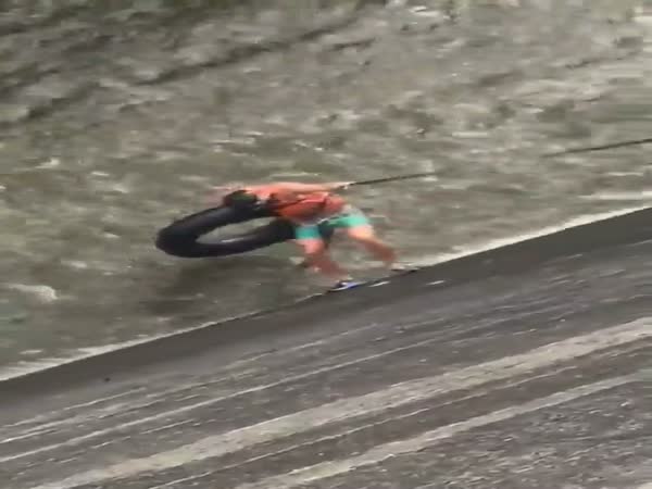 Crazy Dude Decides To Go Tubing In A Dam Canal