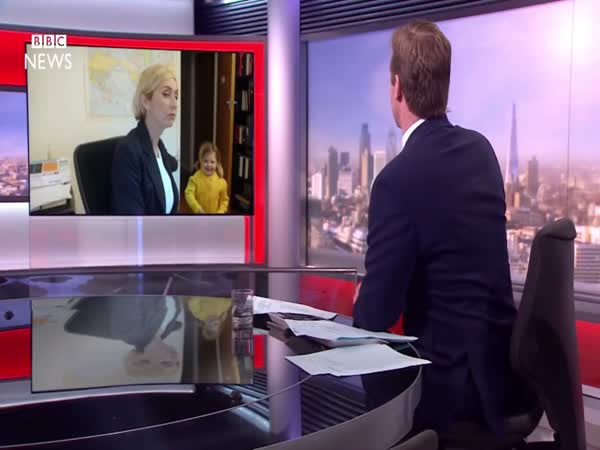 Parody. Woman Interrupted During BBC Interview