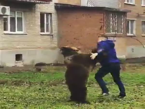 Walking A Bear In Russia