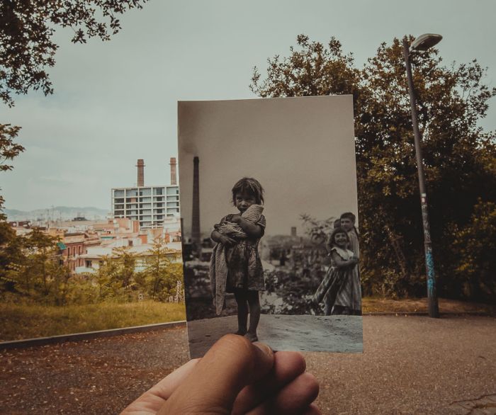 Photographer Adds Old Photos To Destinations During Their Travels (23 pics)