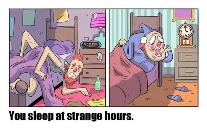 Comics Prove There Is No Difference Between Students And Old People (7 pics)