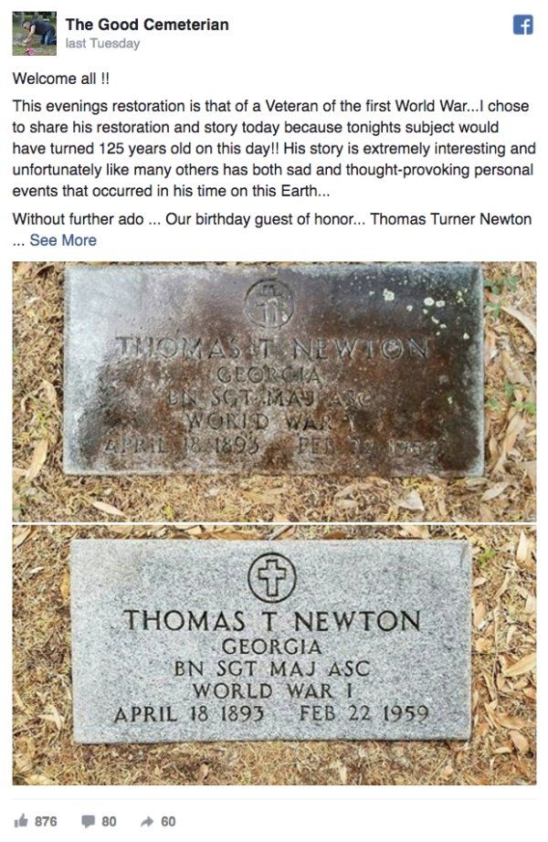 Man Spends His One Day Off Cleaning Veterans' Tombstones (4 pics)