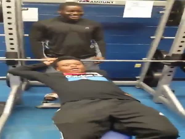 Guy Has An Accident Trying To Bench Press 185 Lbs