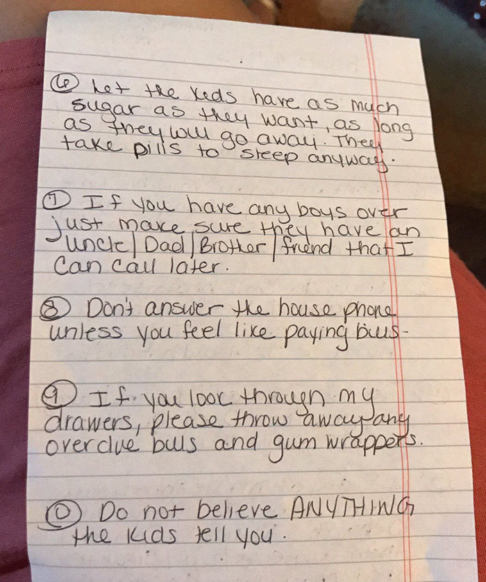 Babysitter Shocked After Reading List Of Rules From The Kids’ Mom (8 pics)