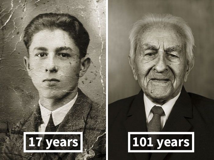 Pictures Of People As Young Adults And 100 Year Olds (12 pics)