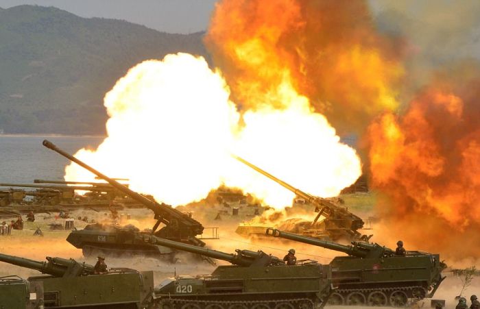 North Korea Holds Its Largest Live Fire Artillery Drill (13 pics)