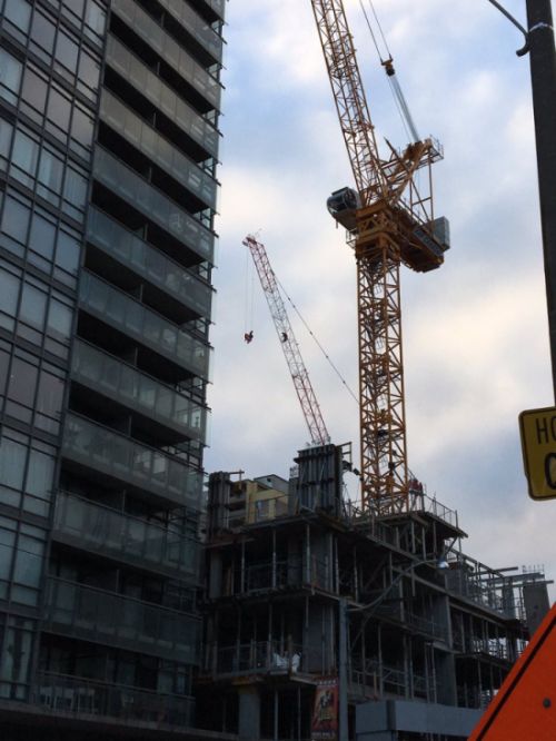 Woman Rescued From Crane On Wellesley Street (6 pics + video)
