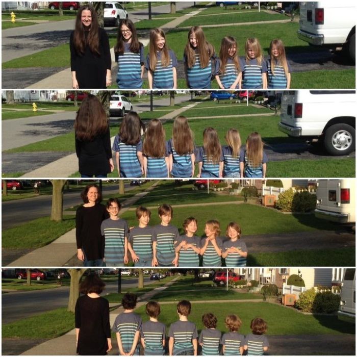 Mom And Her 6 Sons Donate 17 Feet Of Hair To Kids In Need (2 pics)
