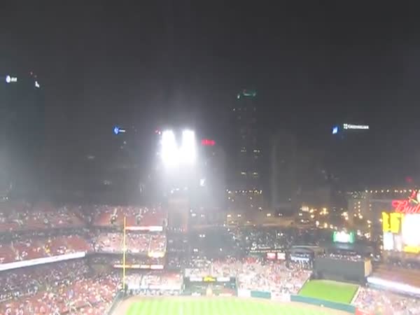 Intense Lightning Strike At Busch Stadium