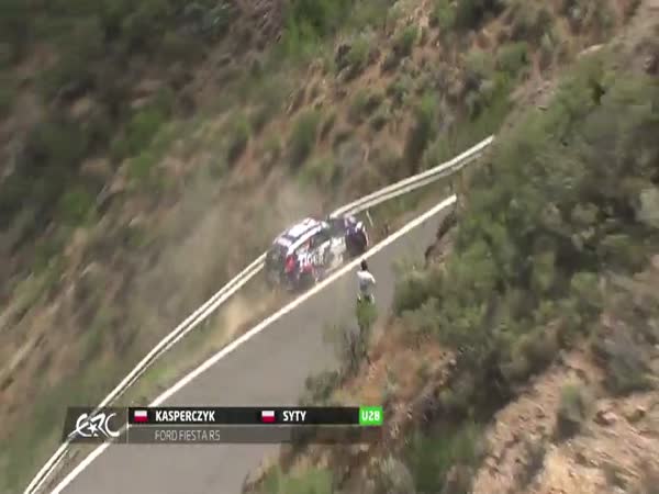 Rally Car Puts The Guard Rail To The Test In This Near Deadly Crash