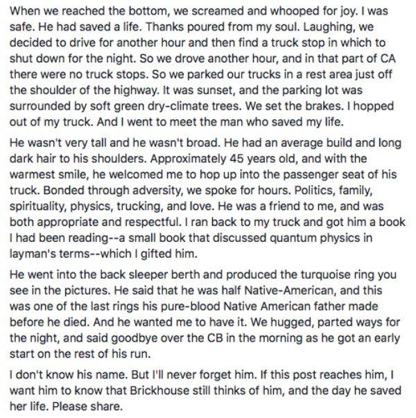 Woman Tries To Find The Trucker Who Saved Her (5 pics)