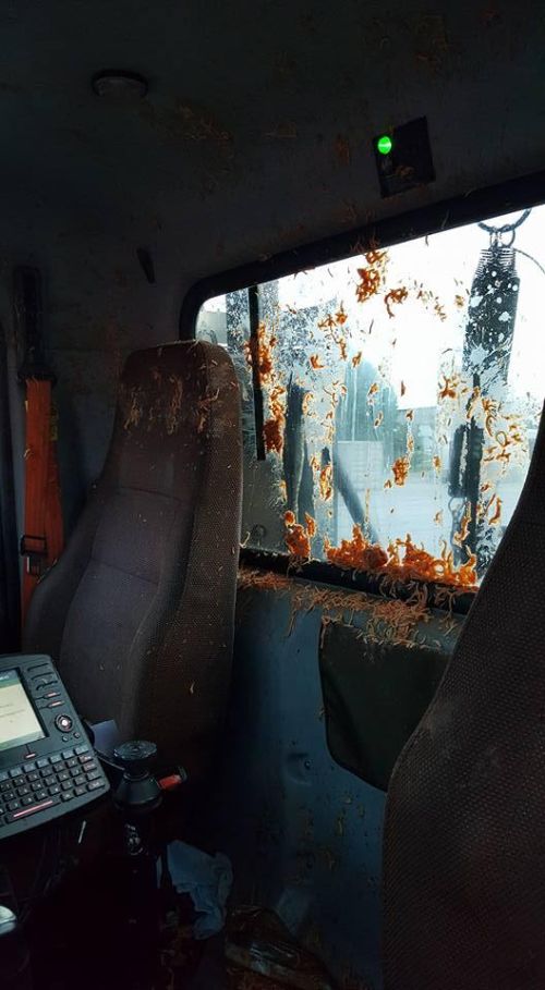 Mail Truck Gets Destroyed By Spaghetti (4 pics)