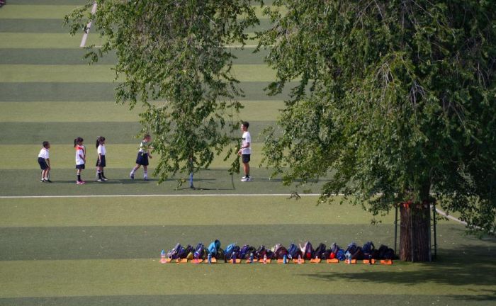 Kids In China Have To Play Football With A Tree On The Field (4 pics)
