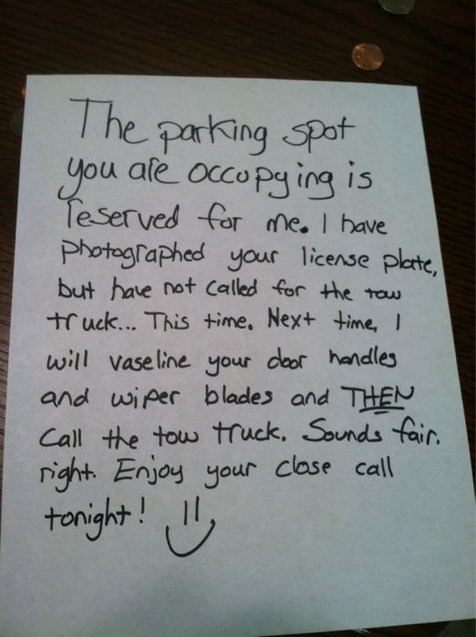 People Who Suck At Parking Share Hilarious Notes They've Received (45 pics)