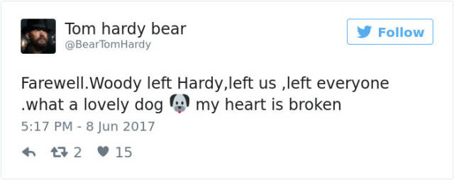 Tom Hardy Touched The Internet’s Soul With A Eulogy He For His Dog (15 pics)
